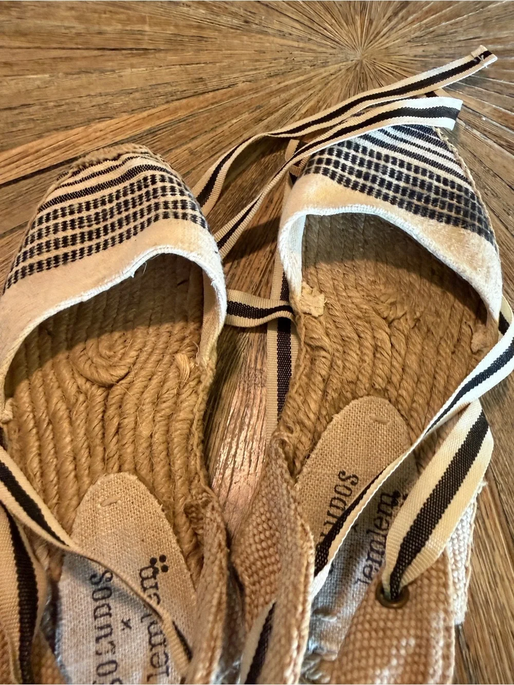 Soludos x Lemlem shoes Women’s Size 6 Lace Up Espadrilles Blue Ivory Striped